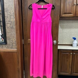 Vintage neon pink sheer nylon nightgown medium Union made